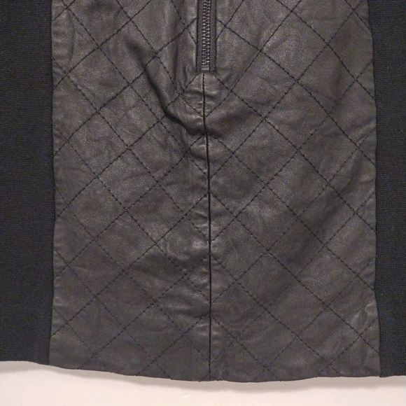 Milly - Lambskin Leather Wool Black Mini Skirt - Picture 12 of 16